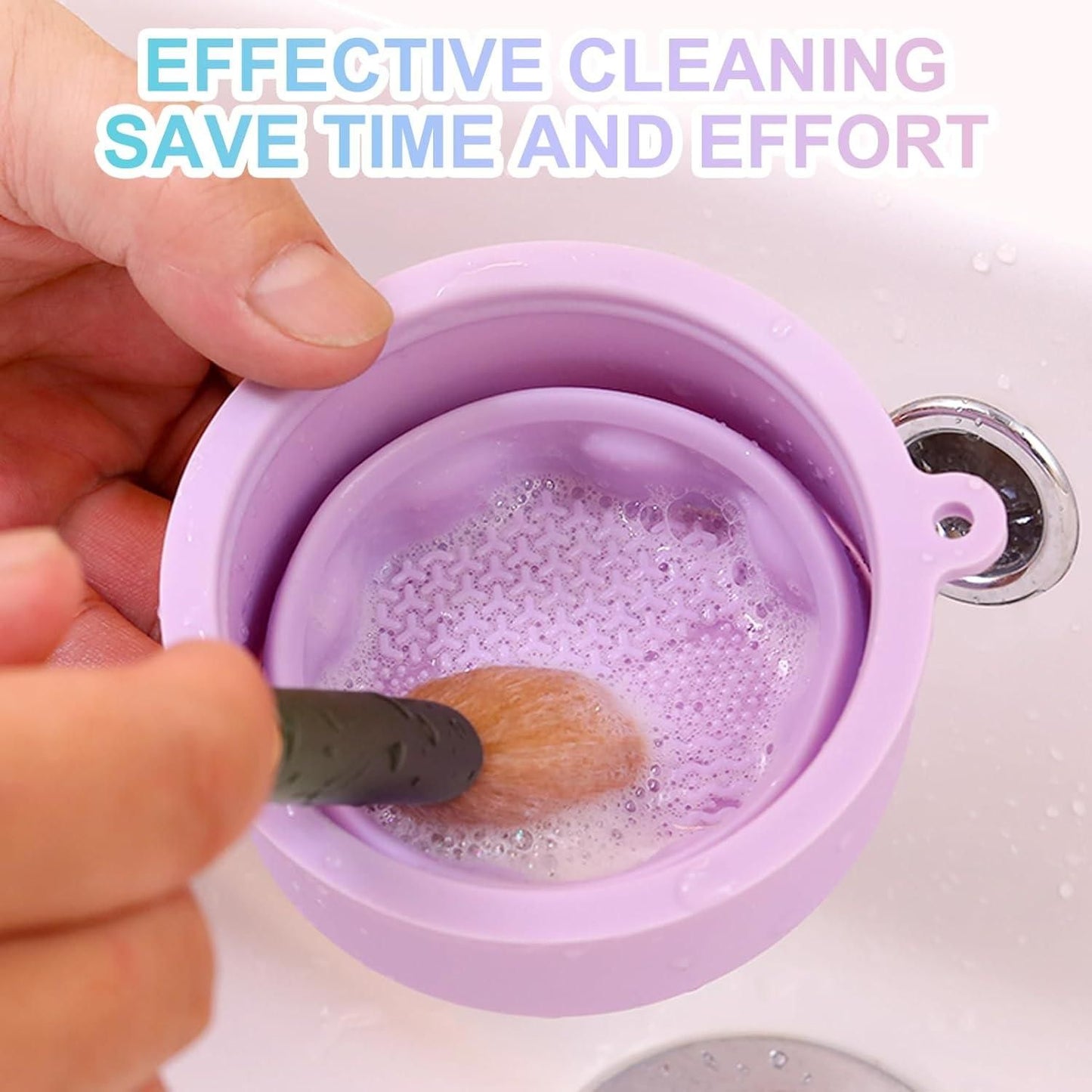 Silicone Makeup Brush Cleaning Cup - Foldable Beauty Tool Organizer