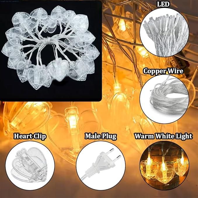 Heart Shaped LED Clip Lights