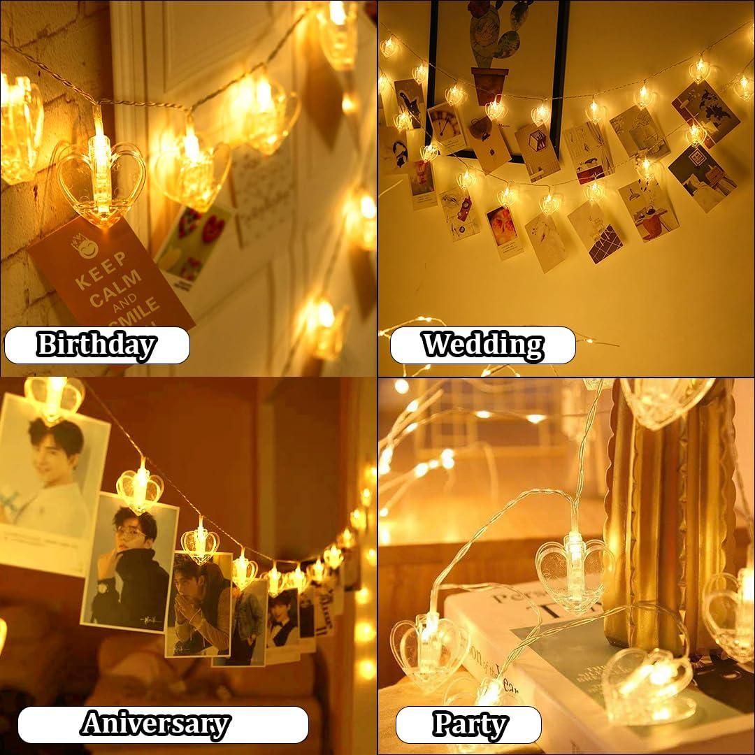Heart Shaped LED Clip Lights