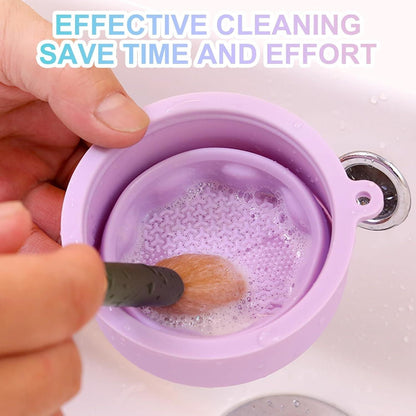 Silicone Makeup Brush Cleaning Cup - Foldable Beauty Tool Organizer