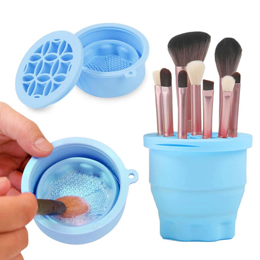 Silicone Makeup Brush Cleaning Cup - Foldable Beauty Tool Organizer