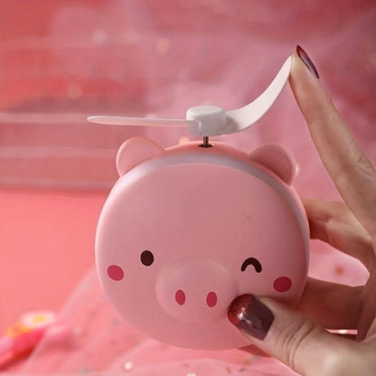 Cartoon Cute LED Lights Mirror Pocket Fan