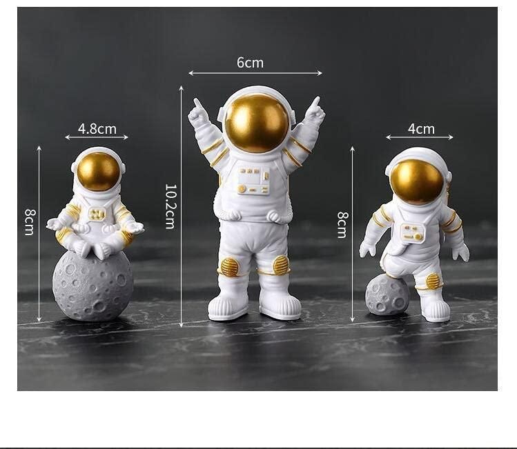 Astronaut Spaceman Statue Ornament Set of 3 - Golden